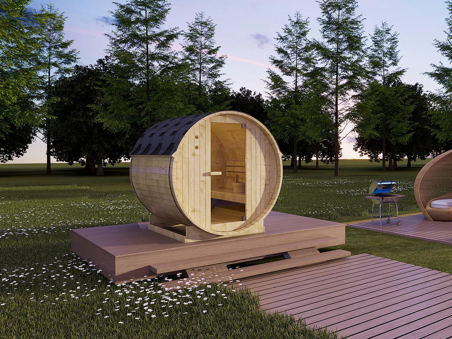 Sauna de exterior 4 plazas - Ancho 185 x Prof. 180 x Alt. 190 cm - ISOKYRO