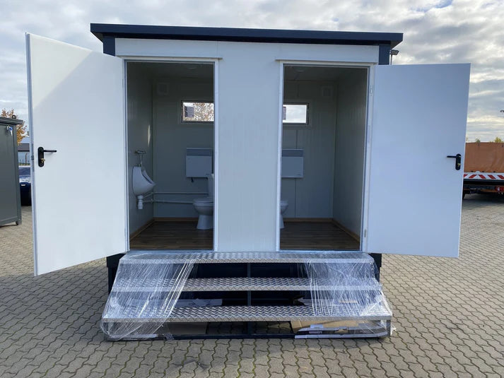 Contenedor Sanitario Doble con Depósito de Residuos 3 × 2 m (Blanco)