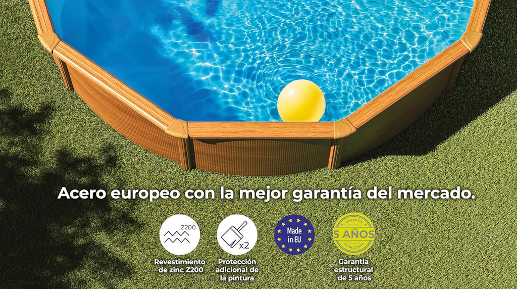 Piscina Elevada Redonda Aspecto Madera 300 x 120 cm