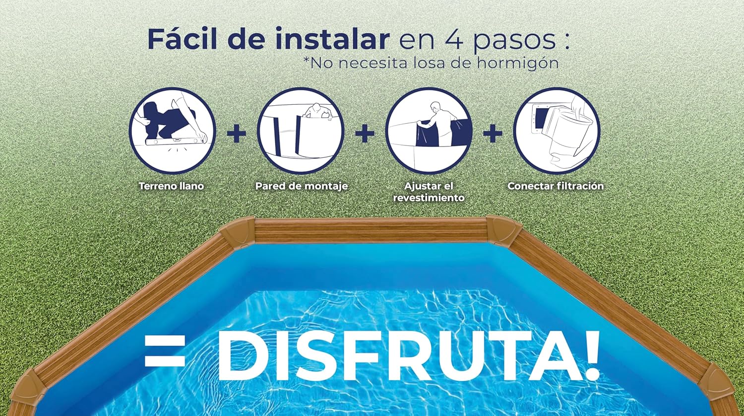 Piscina Elevada Redonda, Aspecto Madera, 300 x 120