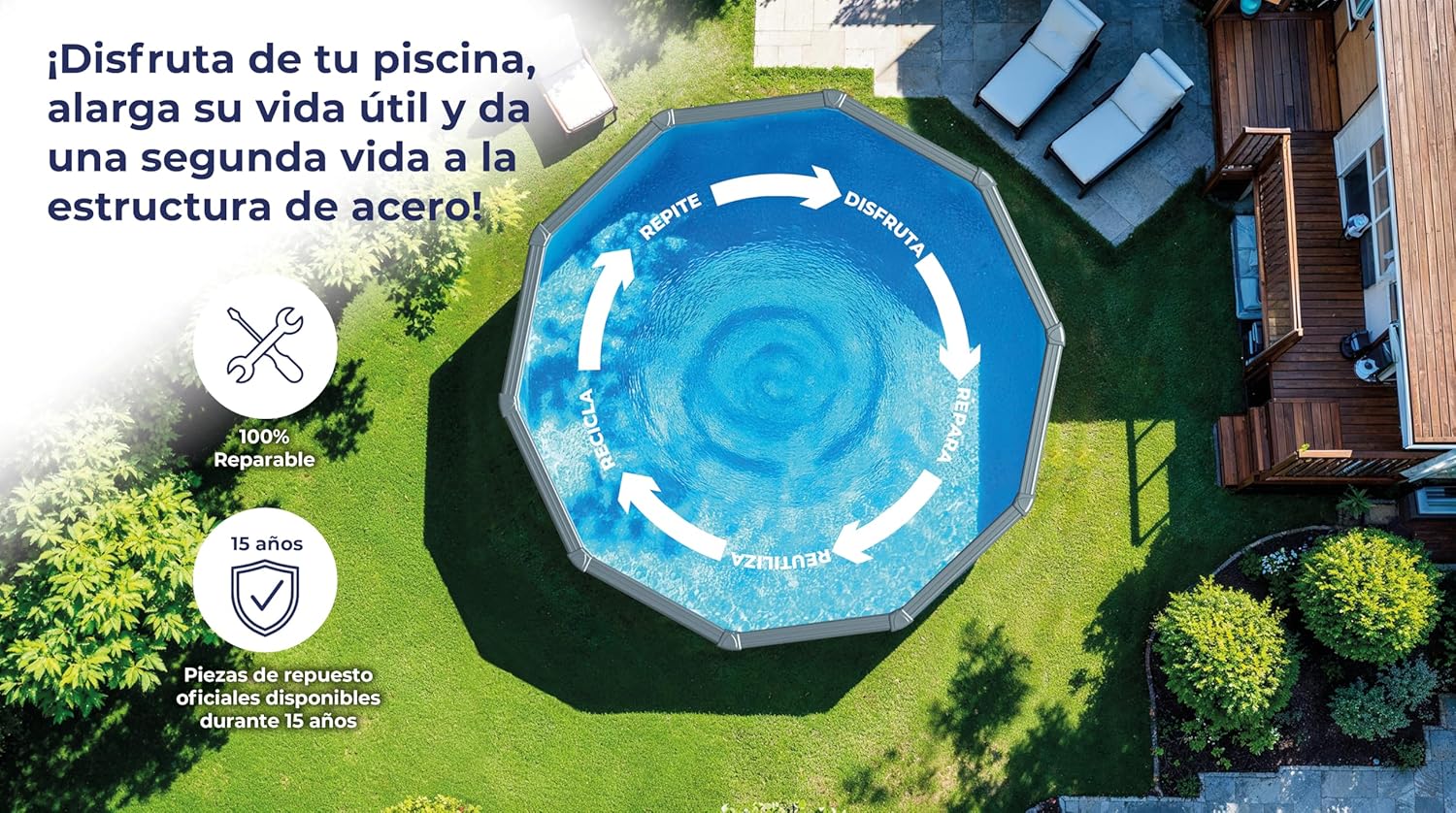 Piscina Elevada Redonda, Aspecto Madera, 300 x 120