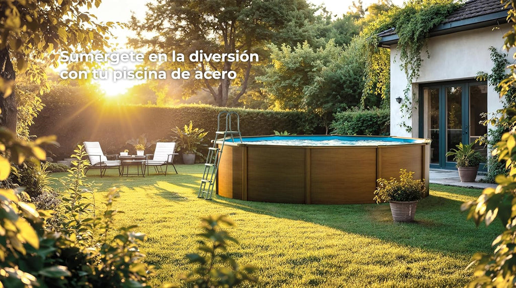 Piscina Elevada Redonda Aspecto Madera 300 x 120 cm