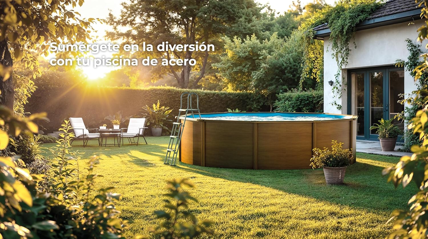 Piscina Elevada Redonda Aspecto Madera 300 x 120 cm