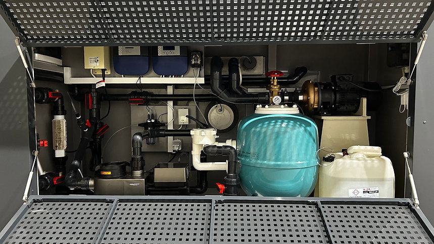 Piscina de polipropileno de 6,5 mx 2,5 m con ventana de 4 m