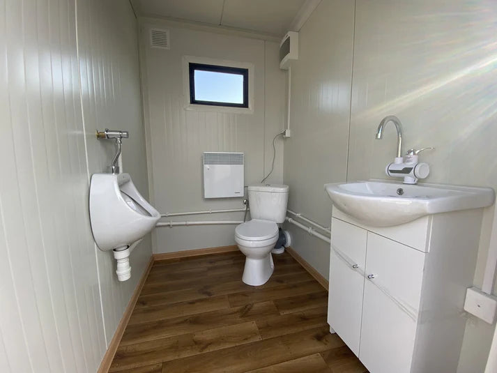 Contenedor Sanitario Doble con Depósito de Residuos 3 × 2 m (Blanco)
