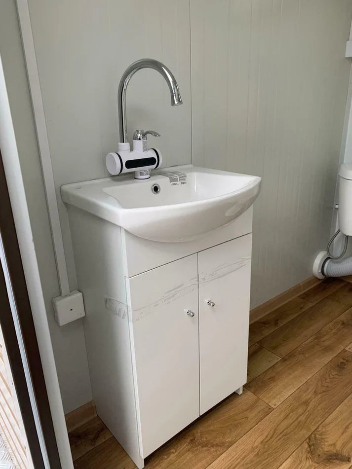 Contenedor Sanitario Doble con Depósito de Residuos 3 × 2 m (Blanco)