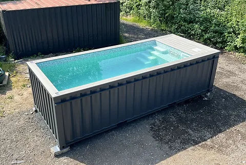 Piscina Contenedor 20 Pies con Jet de Natación Gris Antracita