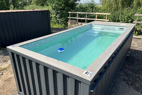 Piscina Contenedor 20 Pies con Jet de Natación Gris Antracita