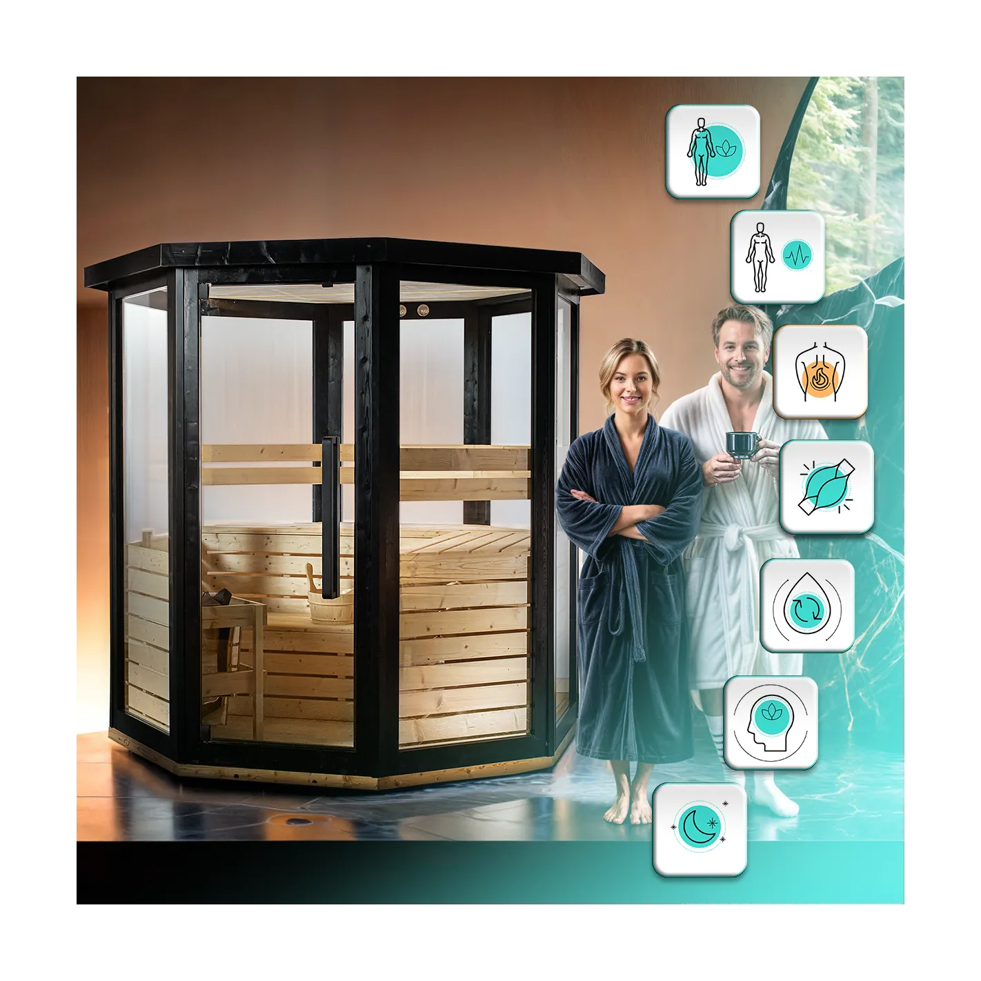 DHARANI PASSION - Sauna exterior de vapor para 4/5 personas