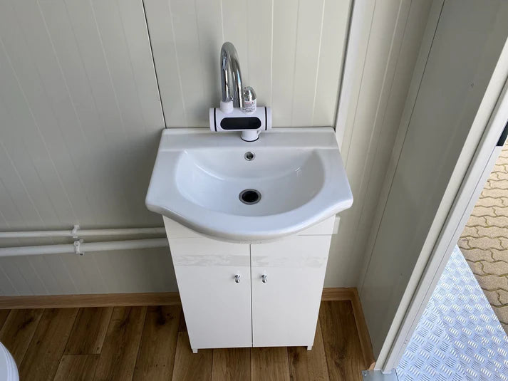 Contenedor Sanitario Doble con Depósito de Residuos 3 × 2 m (Blanco)